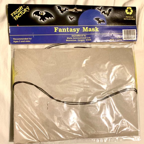 Vintage Fright Factory Fantasy Feather Bird Masquerade Mask Halloween Mardi Gras - Picture 3 of 5
